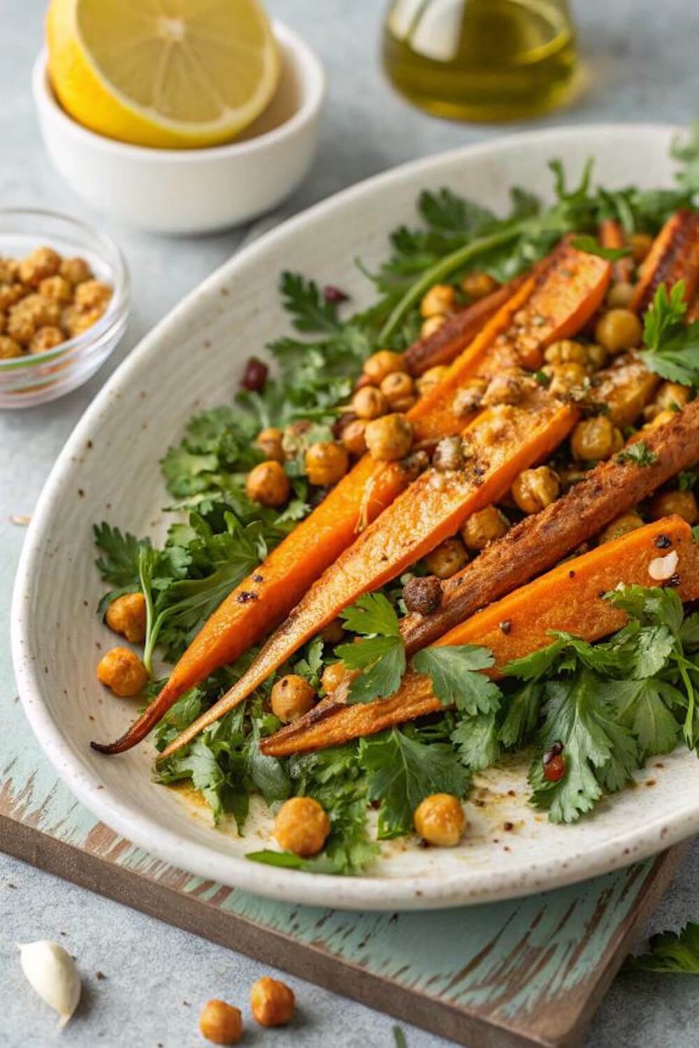 carrot and chickpea salad with parsley lemon